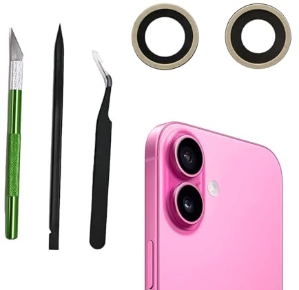 Dakexiong Rückkamera-Glaslinse Ersatz für iPhone 16 Kamera Glas Linse | Kompatibel mit iPhone 16 Back Rück Kamera, Mit reparaturwerkzeug kit，Einfache und bequeme Bedienung，Kratzfest，Wasserdicht