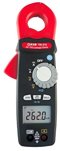 TIS TIS570 AC/DC Earth Leakage Clamp Meter, Digital Display, with Test Leads and Carrying Case