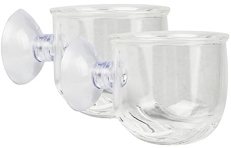 Abaodam 2 Stück Futterbecher Klein mit Saugnapf Transparent Aquarium Futterspender für Lebendfutter Garnelen Fische Geeignet Klare Aquarienausstattung