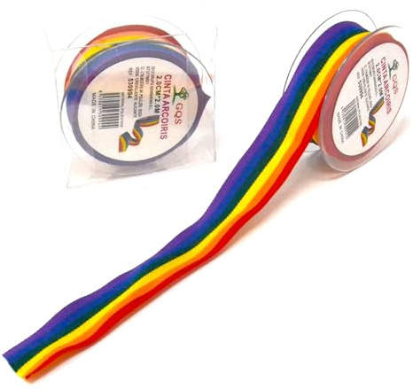 2 units. 2 cm x 4 metros. 4 metros total. cinta bandera arcoiris del orgullo gay. rollo de tela para artes y manualidades. coser tela. Decoración.