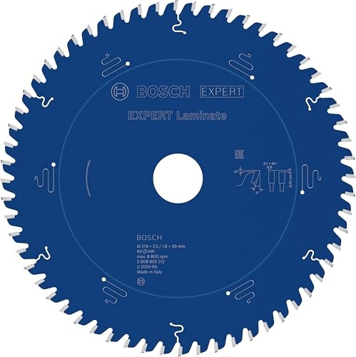 Bosch 1x EXPERT Laminate Corded Circular Saw Blade for Mitre Saw | for Laminate, Ø 216 mm, Professional Accessory Mitre Corded Circular Saw