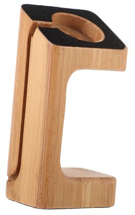 HOMSFOU Bamboo Smart Watch Charging Stand Wooden Bracket with Sponge Pad Compatible for Apple Watch Series Elegant Desktop Holder for Home and Office Use
