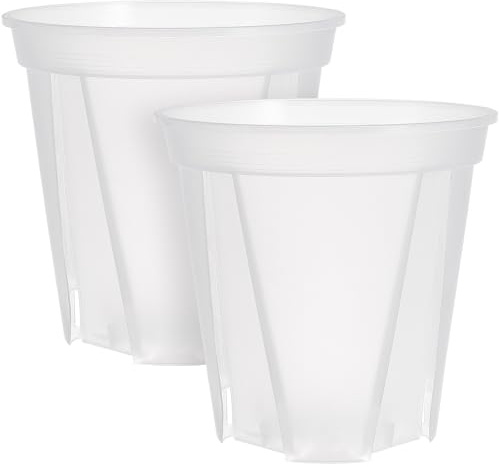 SEWACC Plastique Blancs Pots de Pépinière avec Trous de Drainage 2 Pièces | Pot de Fleur Transparent, Pots de Cactus, Pot Plante Interieur, pour Petites Fleurs et Cactus