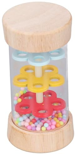 Rainmaker, Wooden Baby Rain Stick with Colorful Beads, 3.7x1.9 Rattle Tube Rain Stick Shaker, Raindrops Music Maker, Sensory Auditory Instrument Toy for Baby