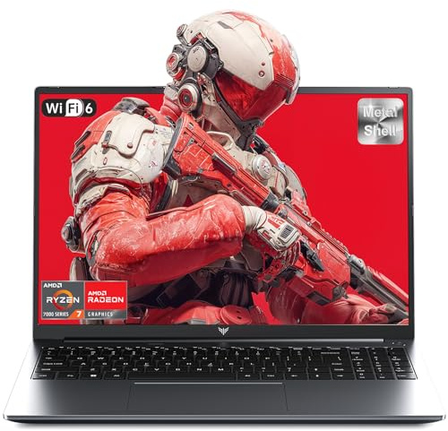 KAIGERR Gaming Laptop, 2026 Laptop with AMD Ryzen 7 7735HS (8C/16T, Up to 4.75GHz), 16GB DDR5 512GB NVMe SSD Laptop Computer, Up to 4TB, 16-inch FHD Display, WiFi 6, Backlit KB, Type-C, Dual Fans