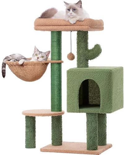 Cat tree Cactus - Shaped Cat Tree with Scratching Post Toys Enclosed Bed – Removable & Washable