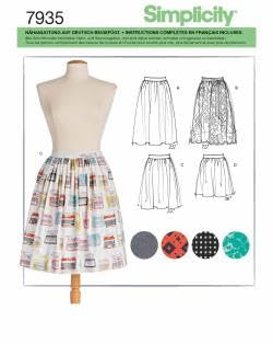 Simplicity Schnittmuster 7935.R5, Glockenrock [Damen, Gr.40-48], selber nähen, geeignet für Anfägner [L2]