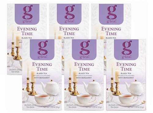 g'tea! Great Vibe - Evening Time - Kenianischer Schwarztee mit natürlichem Bergamotte-Aroma - 6 x 25 Teebeutel 6er Pack