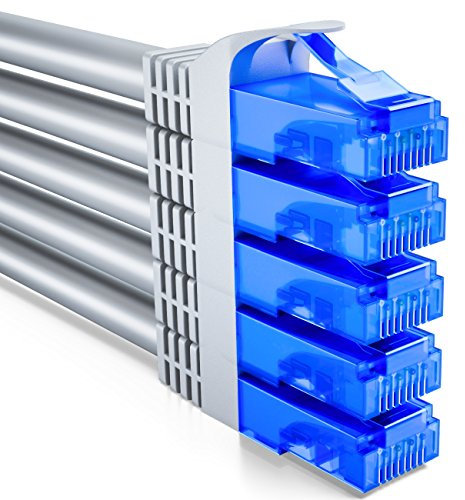 deleyCON 5x 0,25m CAT6 Juego de Cables de Red - Corto 25cm U-UTP RJ45 CAT-6 LAN Cable Patch Cable Ethernet DSL Switch Router Módem Repetidor Patch Panel - Gris