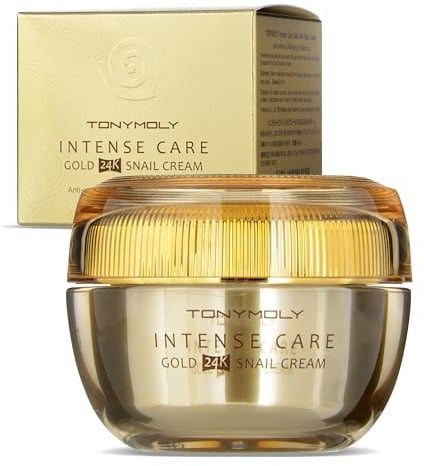 TONYMOLY Intensive Pflege Gold 24K Snail Cream - Ampullen-Creme Gesicht mit Schneckensekretfiltrat, 24-karätigem Gold und Peptidkomplex für glatte, strahlende und geschmeidige Haut - 45 ml