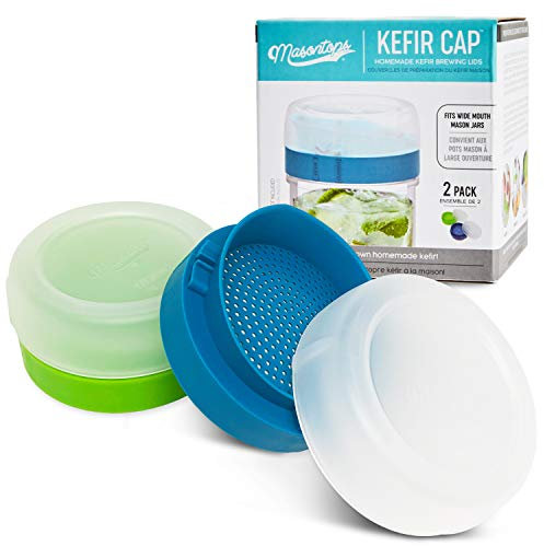 Masontops Kefir Deckel – Deckel für Einmachgläser mit breiter Öffnung – Abtropfgestell für Körner für lebende Kulturen – Starter-Set für Gärung zu Hause – 2 Stück