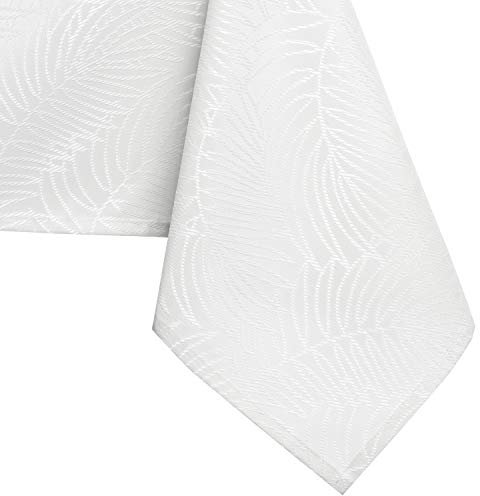 AmeliaHome Tischdecke 150x350 cm Tischtuch Tafeldecke Fleckschutz Lotuseffekt Abwaschbar Wasserabweisend Ornament Gaia weiß
