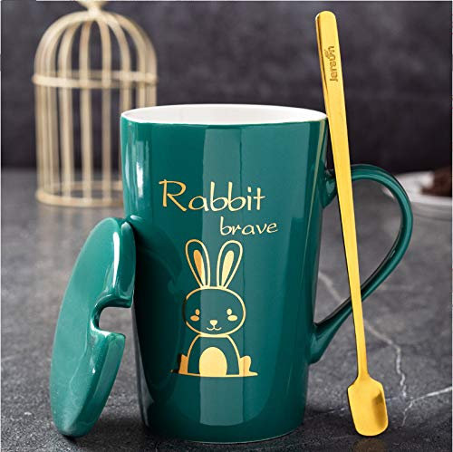 Personalità creativa tazza in ceramica tazza modello animale creativo con coperchio cucchiaio tazza colazione tazza da caffè in ceramica 450 ml