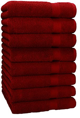 Betz 8 Stück Handtücher Set Größe 50 x 100 cm Handtuch Premium 100% Baumwolle (rubinrot)