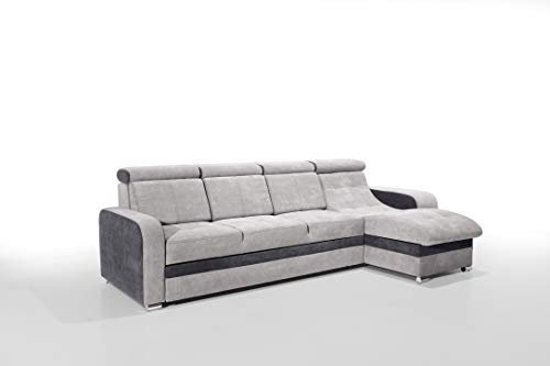 Robin Bristol Ecksofa Schlaffunktion Bettkasten Verstellbare Kopfstützen Sofa L-Form Schlafsofa Freistehende Eckcouch Schlafcouch Wohnzimmermöbel Wohnlandschaft Rechts (Silver Anthracite)