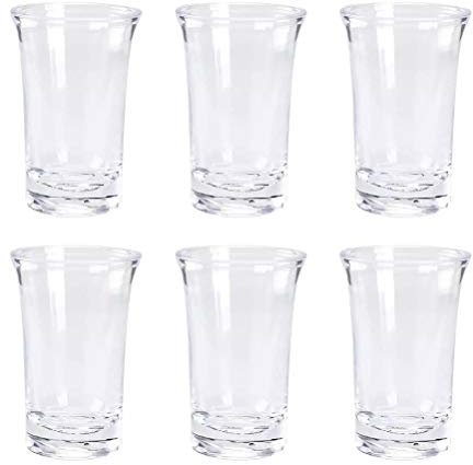 Merkts Lot de 6 verres à liqueur transparents, 34 g, incassables, pour banquet, bar, whisky, spiritueux, camping, dîner, verre à vin