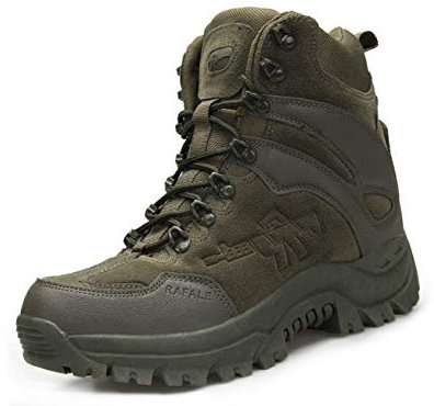 IYVW A09 Stivali da Caccia da Uomo Stivale Tattico da Combattimento Militare Alto Alto Allacciate Scarpe per Tutti i Terreni per Escursionismo verde 43 EU