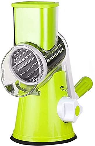 Rallador de queso Cortador de verduras rotatorio manual Trituradora de frutas Rallador de tambor con 3 juegos rotativos de acero inoxidable