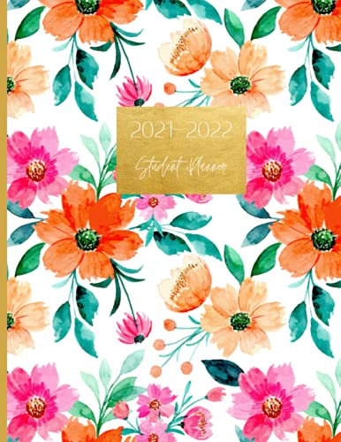 Floral & Gold Student Academic Planner 2021-2022: Weekly & Monthly Planner, 8-1/2 x 11, Large Floral School Planner