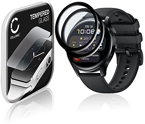 CELLONIC 2X Protector de Pantalla para Huawei Watch 3-46mm (3D Full Cover, 0,33mm, 9H) - Cristal Templado Protector de Pantalla, Smartwatch Screen Protector, Cristal Protector