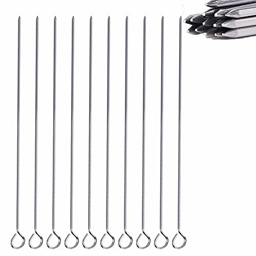iPEAK BBQ Skewers Stainless Steel Grill Kebab Skewer 29.5cm Long Reusable Metal Barbecue Skewers (Pack of 20)