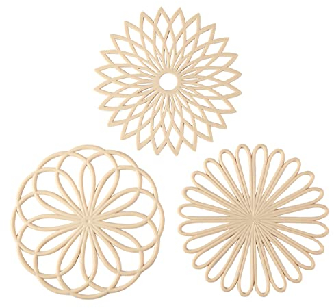 3er Set Silikon Untersetzer Matte Tisch & Arbeitsplatte Hot Pads rutschfeste & Hitzebeständige Moderne Küchenpads für Töpfe & Pfannen Beige