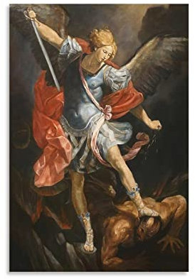 Vintage Poster Saint Michel Erzengel Poster Dekorative Gemälde Leinwand Wandkunst Wohnzimmer Poster Schlafzimmer Malerei 30 x 45 cm