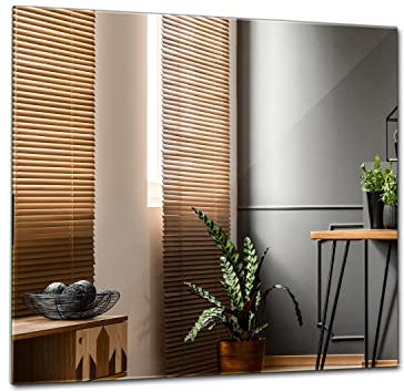 Tulup Spiegel 50x50 cm Groß Make-up Wandspiegel Dekoration Quadrat Badezimmerspiegel Badezimmerspiegel