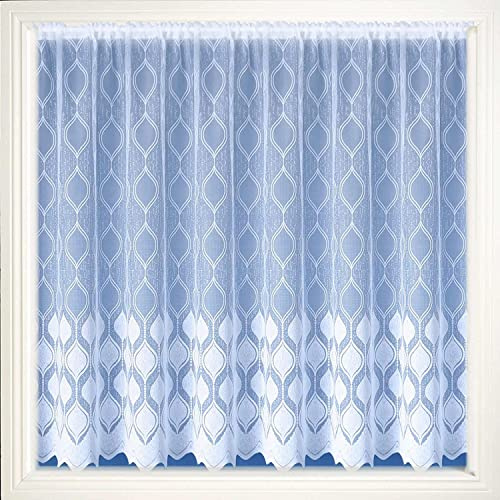 Maple Textiles Marseille White Net Curtains, Lace Curtain, Cut To Width (152cm 60'' Drop)