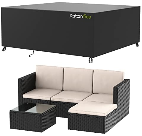 rattantree Outdoor Garden Furniture Covers Waterproof, 420D Oxford Fabric Patio Furniture Covers with Dust-proof, Anti-UV Rattan Furniture Covers for Rectangular Table Chair Set(200x160x70cm)