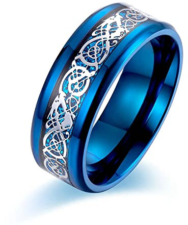 Dsnyu Ringe Männer, Blau Eheringe, Nibelungen Edelstahl Ring Herren für Sohn GR.60 (19.1)