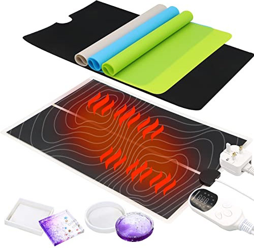 SPOKKI Resin Heating Mat with Timer and Temperature Control, Quick Resin Curing Machine with 3 Resin Mats, Easy Resin Dryer for Epoxy Resin Molds, Fast Demold Resin Supplies
