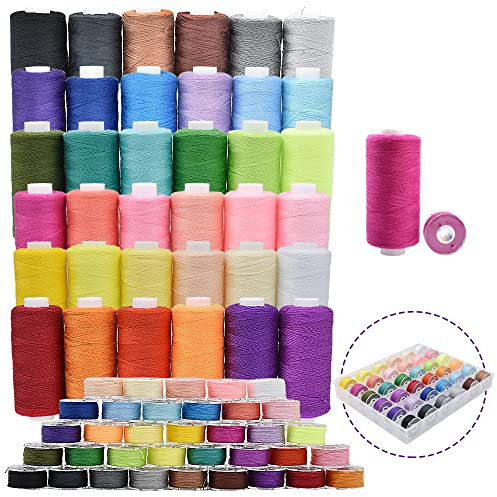 72-teiliges Nähgarn-Set, 36 Farben, 360 Meter Polyestergarn, Vorgewickelte Spulen Mit Etui für Hand- und Maschinennähen