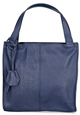 Gave Lux Umhängetasche mit einem Fach für Damen. Italienisches Handwerksprodukt aus echtem Dollar-Leder. Hergestellt in Italien GLX22331123FBG-D24_BLU_BLUE 34x32x11 cm