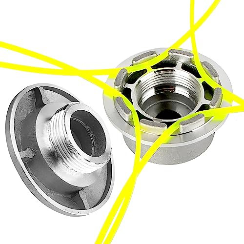 Rasentrimmer Kopf Universal, ACTOYS Aluminium Mähen Fadenkopf, Aluminium Fadenkopf Rasentrimmer, Doppelfadenkopf für Motorsense, Aluminium-Gras Mähkopf mit 4 Faden für Benzin Motorsense