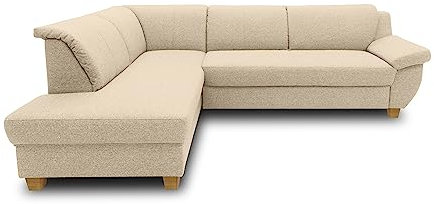 DOMO. collection Ecksofa Panama, klassisches Ecksofa in L-Form, Eckcouch, Sofa Couch, Ecke 254 x 186 cm, in beige