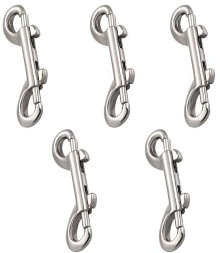 5 PCS Double End Trigger Clip, Dog Lead Clips, Zinc Alloy Double Ended Bolt Snap Hooks, Silver Safety Diving Clips for Dog Lead Horse Tack Pet Feed Buckets