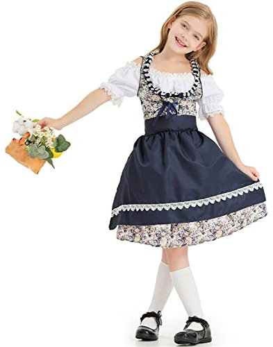 DeaAmyGline Dirndl Mädchen 2 Teilig Trachtenkleid Mädchen Dirndlkleid Kinder Trachten Kleid Schürze Dirndlschürzen Trachtenmode Dirndelkleider Dirndl & Dirndl-Sets für Mädchen Oktoberfest Outfit