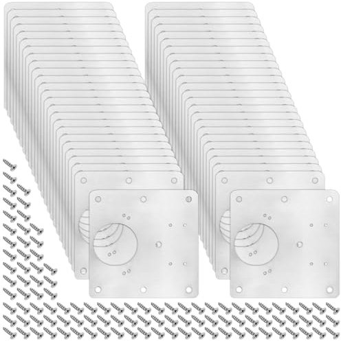 MUKLEI 50 PCS Stainless Steel Hinge Repair Plate, Kitchen Cupboard Hinges Repair, Cupboard Door Repair Plate Cabinet Hinge Repair Plate for Kitchen Cabinets, Cupboards, Furniture, 9 x 9cm
