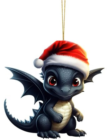 Weihnachtsdeko Cartoon 2D Acryl Drachen Baby hängende Ornament Weihnachtsbaum Deko Anhänger Niedlicher Weihnachts Deko Weihnachtsbaumschmuck Weihnachten Deko Auto Anhänger (Z-06, 8cm)