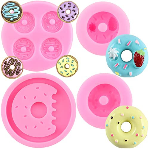 RFGHAC Lot de 4 moules en silicone pour décoration de petits gâteaux en forme de donut
