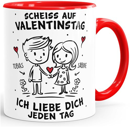 SpecialMe® Tasse Liebes-Geschenk personalisiert Mann Frau Valentinstag Spruch Lustig Ich liebe Dich Weiss-innen-rot standard