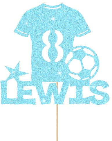 Football Cake Topper Personalised Birthday Cake Decorations Football Gifts for Kids Boys Men Husband Daddy Grandpa Football Lovers Cake Toppers (Baby Blue)