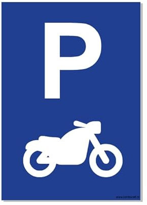 Panneau CombiCraft Parking pour moto, dimension de 21 x 30 cm, en aluminium, pour intérieur et extérieur, résistant aux intempéries