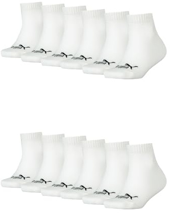 PUMA KIDS Quarter Socken Sneaker Gr. 27-38 für Mädchen und Jungen 12 Paar, Farbe:300 - white, Socken & Strümpfe:31-34