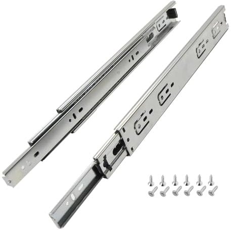 Schubladenschienen Vollauszug 350mm, 4 Paar (8 Stk.) Kugelauszug, 45mm Nut Schubladenauszug, Schubladen Führungsschiene mit Montageschrauben, Schubladen Schienensystem belastbar bis 45 kg