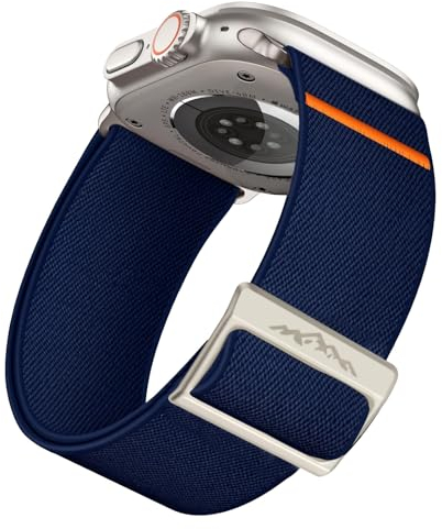 WestEagle Solo Loop Armband Kompatibel mit Apple Watch Armband 49mm 46mm 45mm 44mm 42mm, Verstellbares Nylon Sport Elastisches Ersatz Armband für iWatch SE Series 10/9/8/7/6/5/4/3/2/1/Ultra, Blau