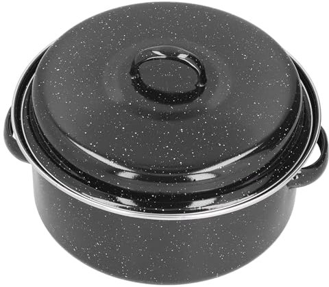 XHTLLO Asador Ovalado Esmaltado Con Excelente Calefacción Para Barbacoa Y Batata, Distribución Uniforme Del Calor Negro Tamaño Familiar Fácil De Limpiar