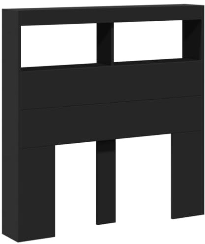 vidaXL LED-Kopfteil mit Ablagen Schwarz 100x17x102 cm