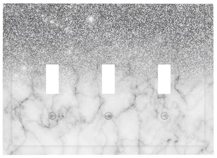 Plaque d'interrupteur 3 interrupteurs décoratifs en marbre noir et blanc à paillettes